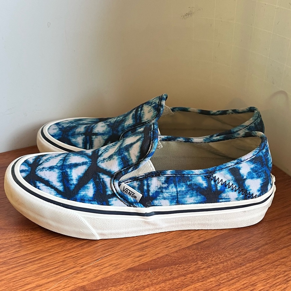 Vans Classic Slip-on Ultracush Tie Dye Indigo Blues Canvas Shoes Men 6, W 7.5